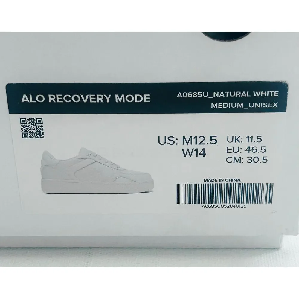 ALO Recovery Mode Sneaker. Men's US Size 11.5 color Natural White. NWT's